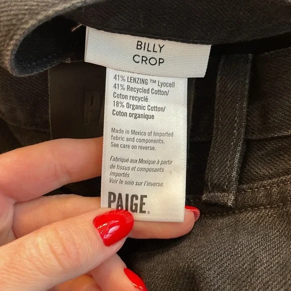 PAIGE NWT Billy Crop High Rise Straight Crop Black Jeans - Picture 4 of 6